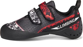 Generic Entry-Level Professional Training Shoes for Men - Anti-Slip Wear-Resistant Bouldering Lightweight Rock Climbing Shoes (Black White red,6.5)