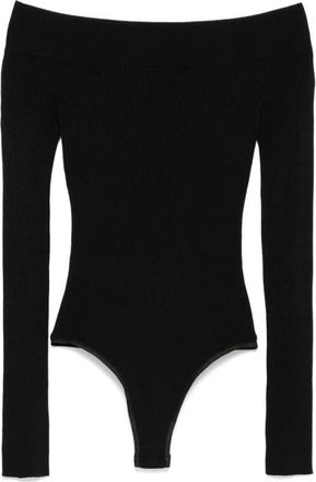 Alaia Zwart Geribbeld Bodysuit Met Lange Mouwen - Dames - Bodies - Zwart - XS - Tops