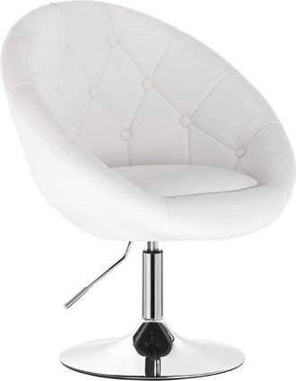 Woltu Woltu - 1x Taburete De Bar Acero Cromado Piel Sint&eacute;tica Taburete Bajo Silla De Bar Taburete Conferencia Taburete Peluquer&iacute;a Taburete Oficina Blanco