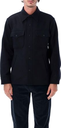 Fortela Ringo Wool Logo Button Structured Collar Overshirt