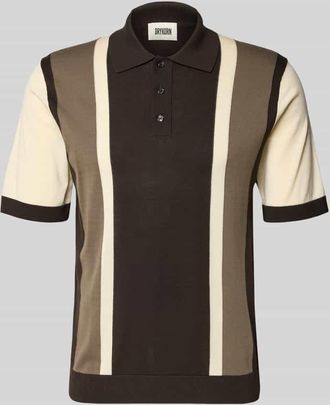 Drykorn Regular Fit Poloshirt in Strick-Optik in Dunkelbraun, Gr&ouml;&szlig;e XXL