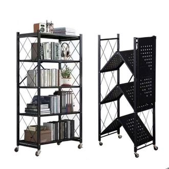 OEM Seven Comfort Estanter&iacute;a De Almacenamiento Plegable De 5 Niveles En Metal Con Ruedas - 100 Kg - Para Cocina, Ba&ntilde;o, Sal&oacute;n