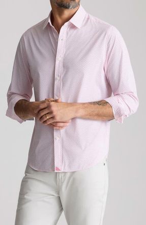 UNTUCKit Fairfax Microprint Performance Button-Up Shirt in New Pink at Nordstrom, Size Medium