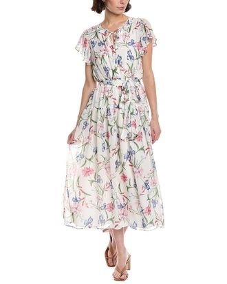 CeCe by Cynthia Steffe Cece Ruffle Keyhole Tie-Waist Midi Dress