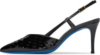 Loriblu Slingback in zwart vernis met cut-out details - Dames - Pumps - Zwart - 38 EU - Leer - Schoenen