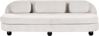 Beliani Beliani - Fabric 3 Seater Sofa Loveseat Couch Upholstered Metal Legs Polyester Thick Seat Off-White Fansen