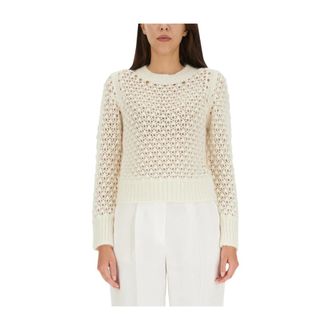 Fabiana Filippi Rondgebreide kleding - Dames - Ronde hals truien - Beige - M - Wol - Truien & Vesten