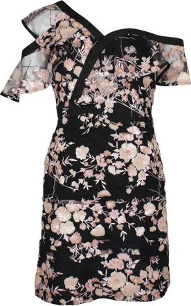 Self Portrait Abito corto con ricamo a fiori - Nero