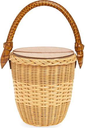Pamela Munson The Jane Cognac Rattan Shoulder Bag in Natural/Cognac at Nordstrom