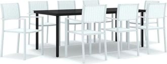 vidaXL 9 Piece Garden Dining Set White Vidaxl