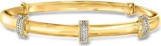 Ross-Simons Diamond Station Bangle Bracelet in 18kt Gold Over Sterling