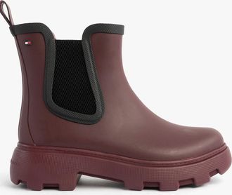 Tommy Hilfiger Womens Tommy Hilfiger FLAG ANKLE RAINBOOT Womens Boots Rosewood Brown - Red - Size: 6.5