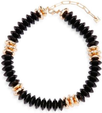 Open Edit Beaded Collar Necklace in Clear- Black- Gold at Nordstrom