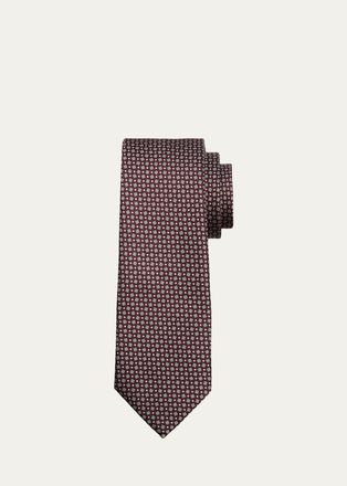 Ermenegildo Zegna Mens Micro-Jacquard Silk Tie