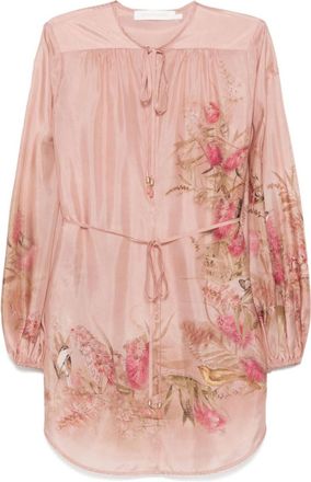 Zimmermann Pink Cascadian Printed Silk Top