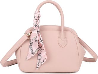 Generic Womens Handbag with Scarf, Structured Dome Shape, Top Handle, Crossbody Strap (Pink)
