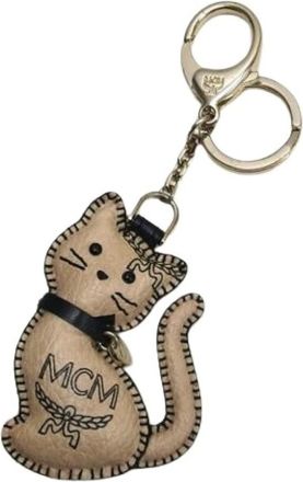 MCM Pre-owned Accessories, female, Beige, Size: ONE SIZE Pre-owned Canvas Keyring