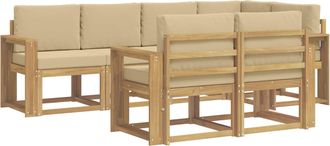 vidaXL Conjunto De Sof&aacute;s De Exterior 7 Uds. Y Beige Poli&eacute;ster Vidaxl