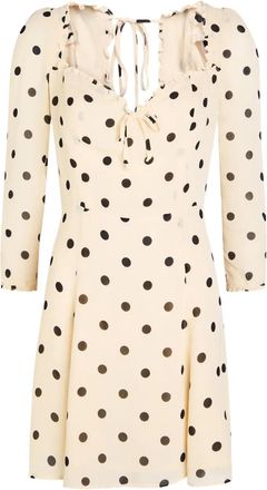 Reformation ruffled-trim polka-dot dress - women - Viscose - 10 - Neutrals
