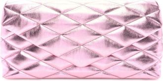 Saint Laurent Metallic Lambskin Leather Quilted Sade Puffer Envelope (Authentic Pre-Loved)
