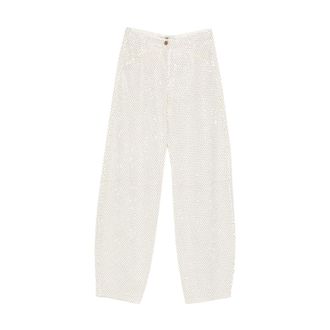 Elisabetta Franchi Broeken, Dames, Beige, W27, Wijde broek