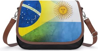 Generic Brasil Argentina Flag Crossbody Bag Womens Handbag PU Message Bags Shoulder Purse with Adjustable Strap
