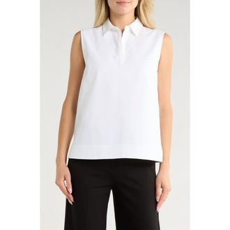 Theory Stretch Cotton Sleeveless Polo in White at Nordstrom Rack, Size X-Large