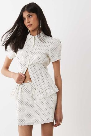 WeWoreWhat Minigonna bianca a pois-Bianco