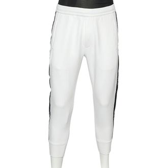 Emporio Armani White Cotton Knit Logo Band Detail Joggers