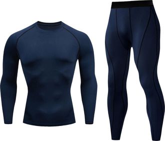 Generic UIKIFY Mens Compression Base Layer Long Sleeve Skin Fit + Compression Leggings Set Muscle Support Running Wicking Quick Dry Sportswear Sets Athletics 