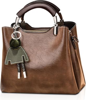 Nicole & Doris Small Handbags for Women Top Handle Crossbody Bag Mini Shoulder Bags PU Leather Girls Messenger Bags Ladies Purses Handbag with Triple Compartment Bro