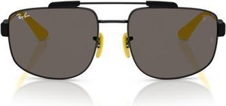 Ray-Ban x Scuderia Ferrari 58mm Square Sunglasses in Black /Dark Grey at Nordstrom