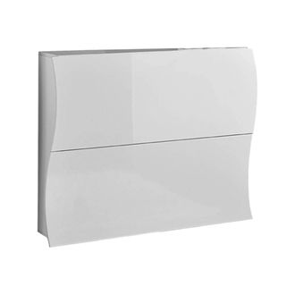 Dmora Dmora Scarpiera Moderna, Made In Italy, A 2 Ante A Ribalta, Portascarpe Da Ingresso, Cm 101x27h82, Colore Bianco Lucido, Con Imballo Rinforzato
