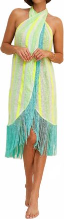Pitusa Fringed Crossover Mini Dress In Neon Yellow