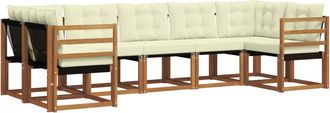 vidaXL Conjunto De Sof&aacute;s De Exterior 7 Uds. Natural Y Crema Vidaxl