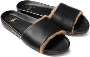 beek Gallito Genuine Shearling Slide Sandal in Blackbron at Nordstrom Rack, Size 10