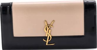 Saint Laurent Bicolor Monogram Leather and Patent clutch bag - women - Calf Leather/Leather/Patent Leather - One Size - Black