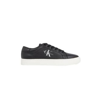 Calvin Klein Schoenen, Heren, Zwart, 40 EU, Leer, Zwarte Sneakers met Witte Zool