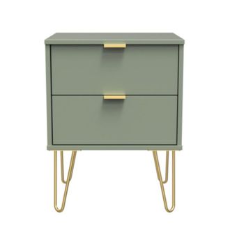 Welcome Furniture Harare Ready Assembled Bedside Table with 2 Drawers - Reed Green - Welcome Furniture | TJ Hughes
