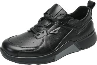 Generic Mens Genuine Leather Dress Sneakers Soft Breathable Outdoor Waterproof Non-Slip Casual Walking Shoes for Men (Black,7.5)