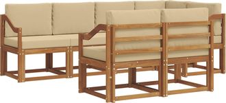vidaXL Conjunto De Sof&aacute;s De Exterior 7 Uds. Natural Y Beige Vidaxl