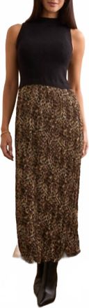 Tribal Sleeveless Twofer Midi Dress In Black Leopard