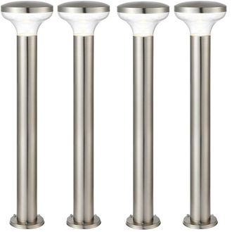 Loops 4 PACK Outdoor Post Bollard Light Marine Steel 1m LED Garden Driveway Path Lamp in Metallics