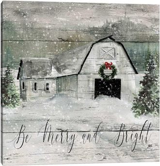 iCanvas Icanvas Merry And Bright Barn Wall Art