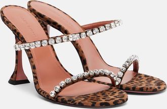 Amina Muaddi Gigi 95 leopard-print suede mules