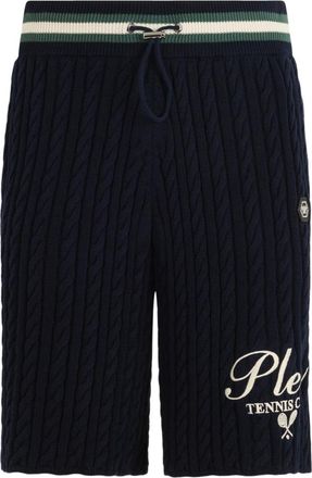 Philipp Plein Knitted Drawstring Shorts Plein Tennis - Heren - Korte Broeken - Blauw - 4XL - Katoen - Korte Broeken