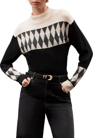 Mint Velvet Cotton Blend Graphic Sweater in Stone at Nordstrom, Size X-Large