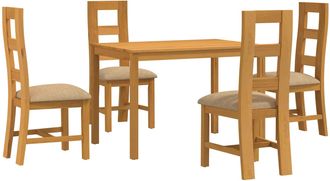 vidaXL Conjunto De Comedor 5 Uds. Beige Madera De Roble S&oacute;lido Vidaxl