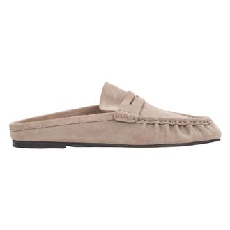 Estro & Luminara Velour Mule Loafers with Closed Toe - female - Estro - Mules - Beige - 4 UK - Shoes