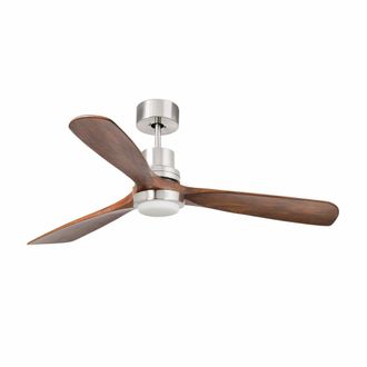 Netlighting Lantau Large Led Matt Nickel Ceiling Fan With DC Motor 15W 3000K 6 Speed in Grey